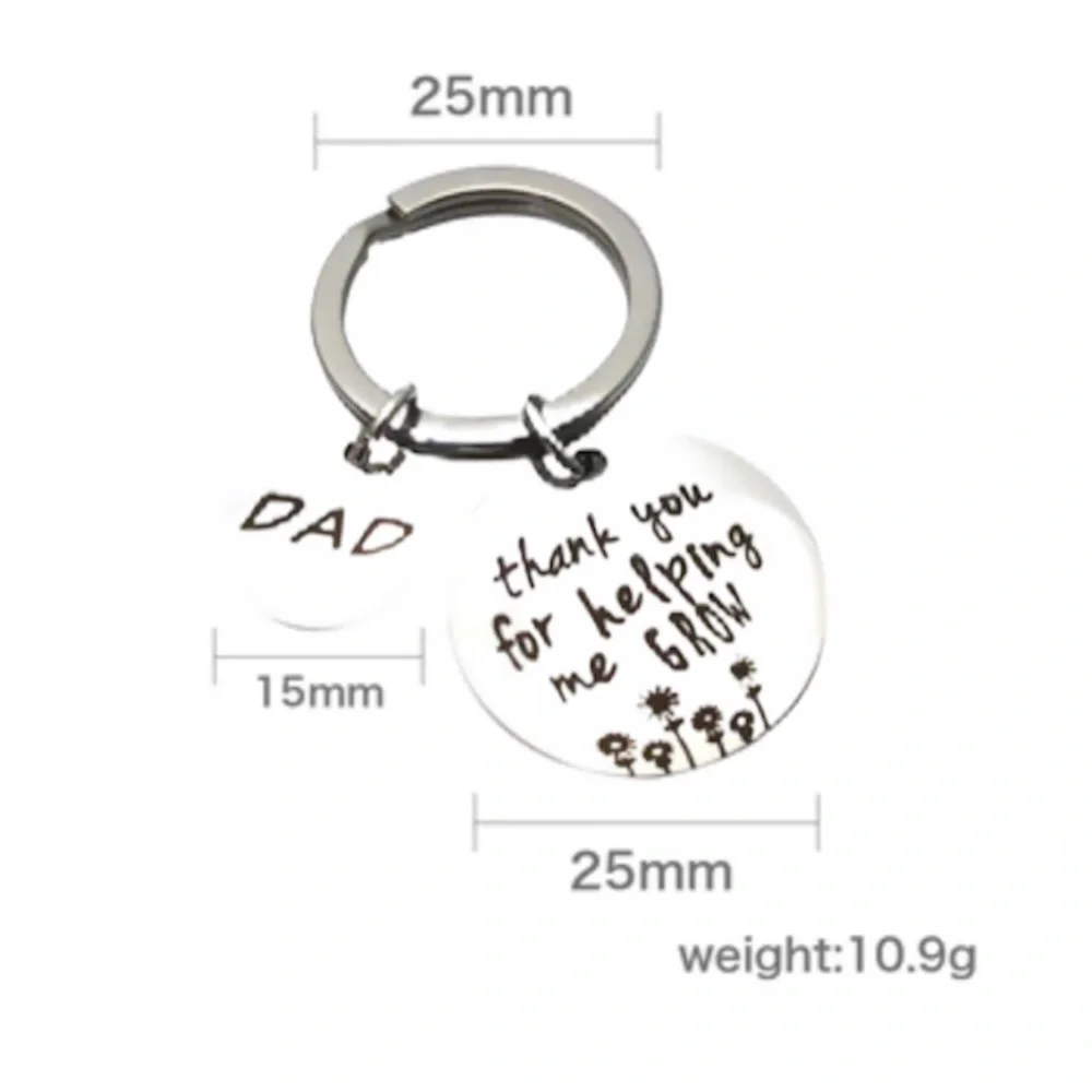 Thank You For Helping Me Grow Dad Key Chain Silver